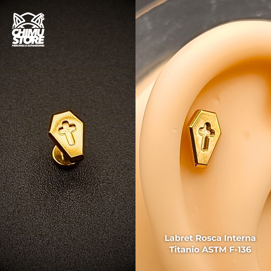 Labret Titanio ASTM F-136 - Ataud (1,2mm;6mm) (16G)