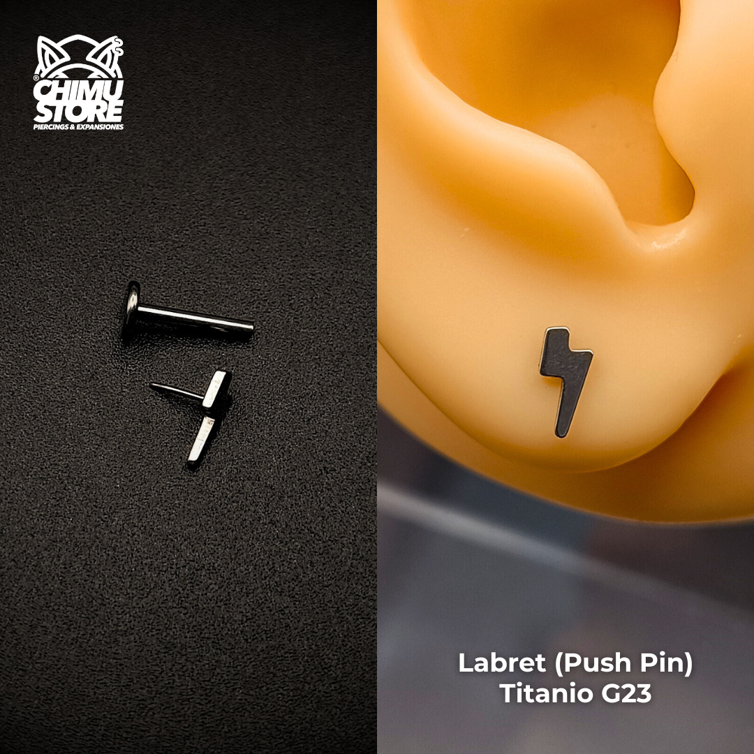 NEW Labret (Push Pin) Titanio G23 - Rayo (1,2mm;8mm) (16G)