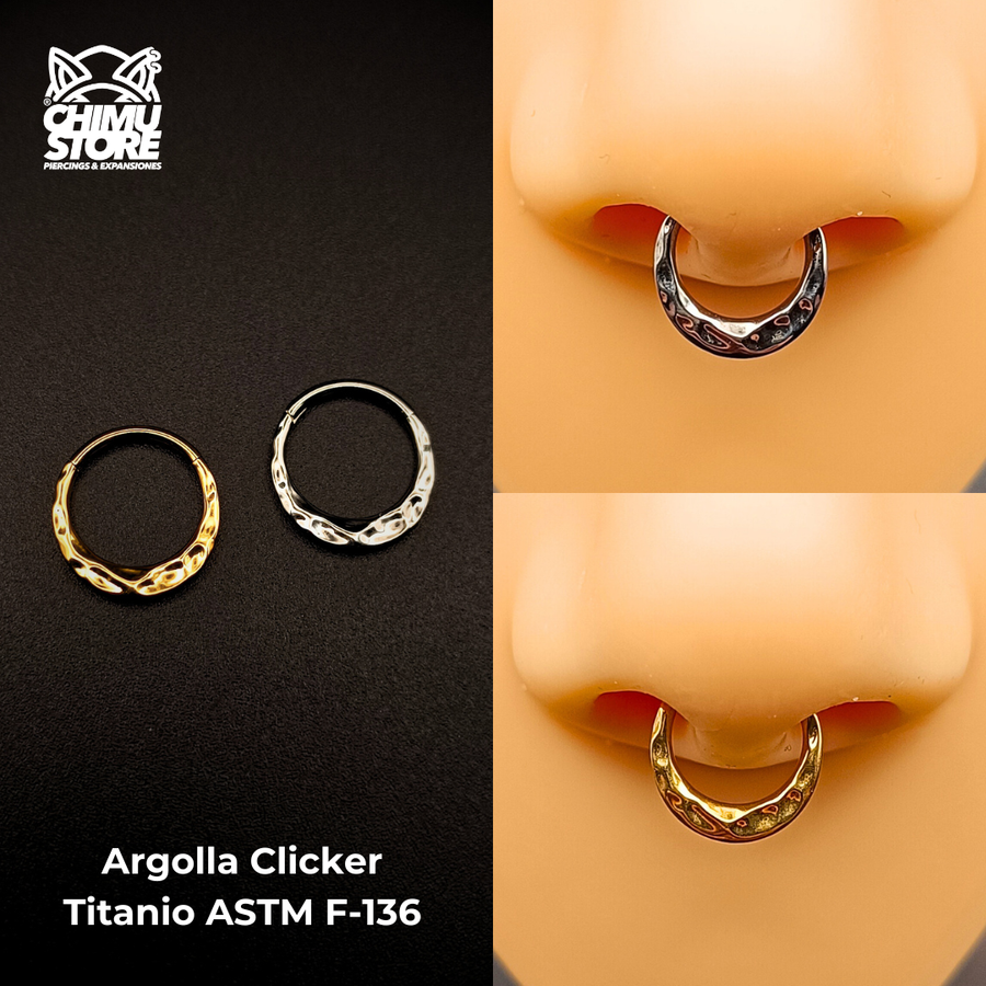 NEW Argolla Clicker Titanio ASTM F-136 - Diseño Fluido (1,2mm) (16G)