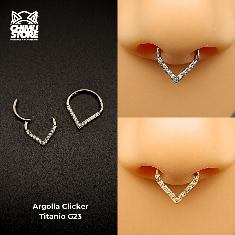 NEW Argolla Clicker Titanio G23 - En Punta Zirconias Frontales (1,2mm) (16G)