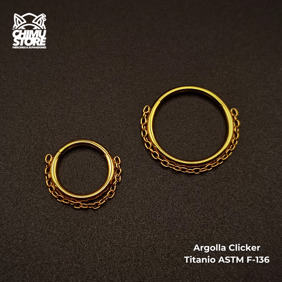 Argolla Clicker Titanio ASTM F-136 - Cadena Colgante (1,2mm) (16G)
