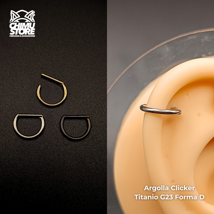 NEW Argolla Clicker Titanio G23 - Forma D Lisa (1,2mm) (16G)