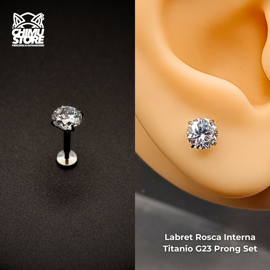 NEW Labret (HC) Titanio G23 - Prong Set Zirconia 5mm M002 (1,2mm) (16G)