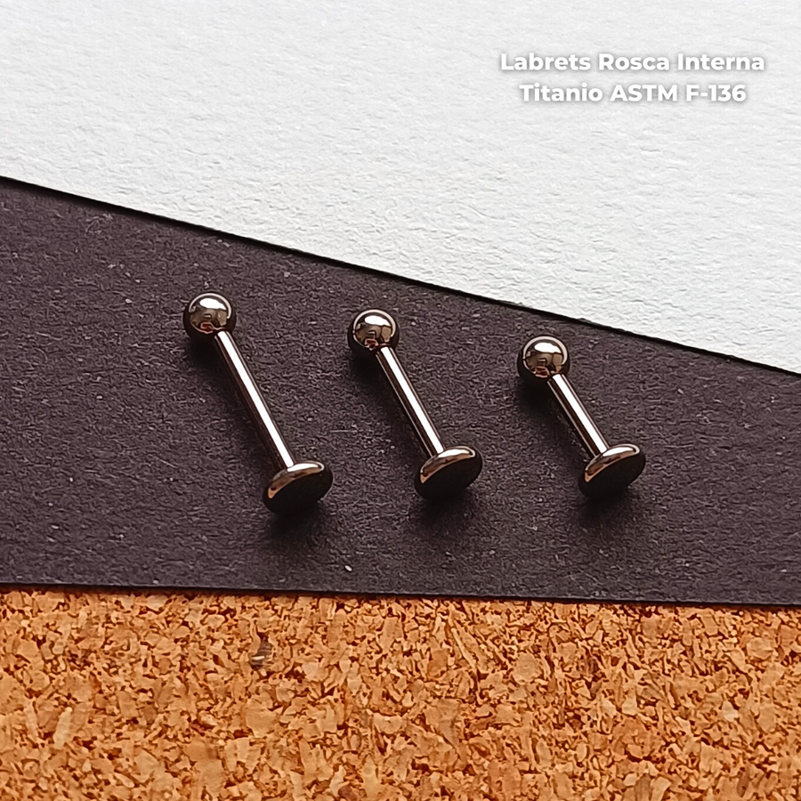 REP Labret Rosca Interna Titanio ASTM F-136 - Bolita 3mm Plateados (1,2mm) (16G)