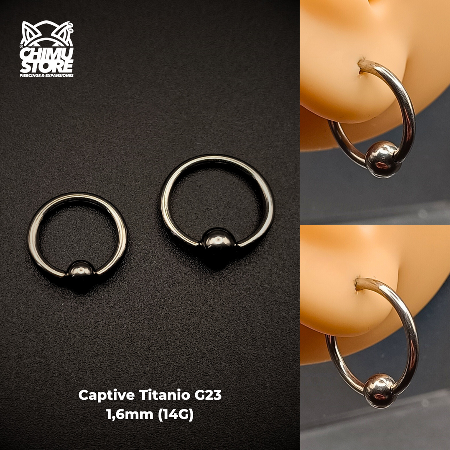 Captive Titanio G23 - Bolita Plateado (1,6mm) (14G)