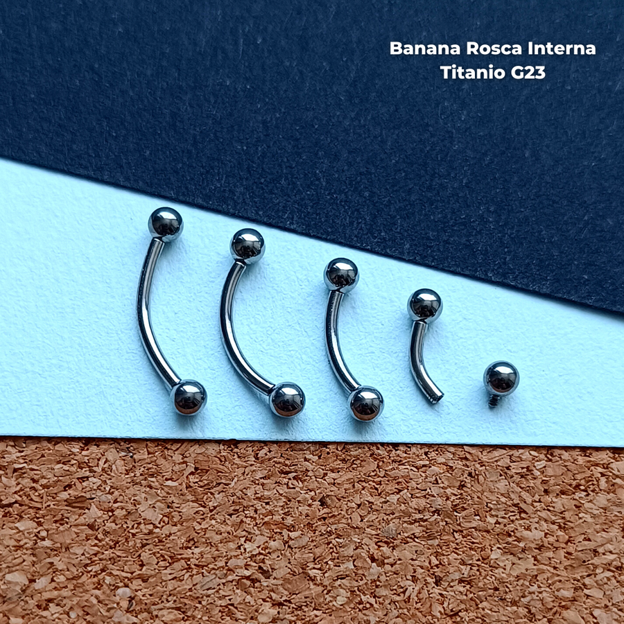 NEW Banana Rosca Interna Titanio G23 - Bolitas 3mm Plateado (1,2mm) (16G)