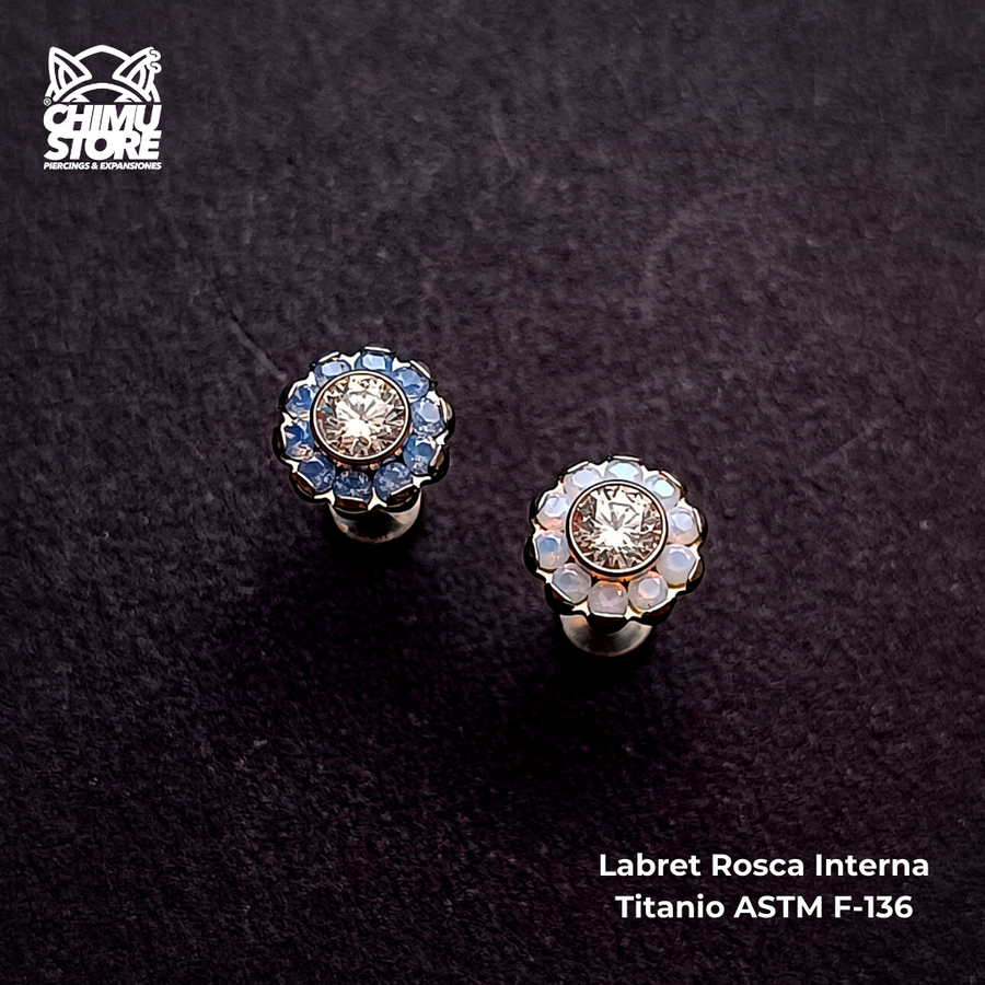 NEW Labret (HC) Titanio ASTM F-136 - Flores 10 Petalos (1,2mm;8mm) (16G)