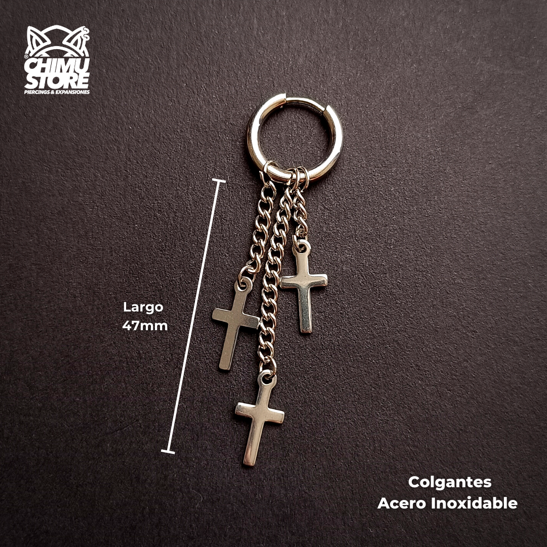 Colgante Acero Inoxidable - Triple Cadena con Cruces (1mm;10mm)