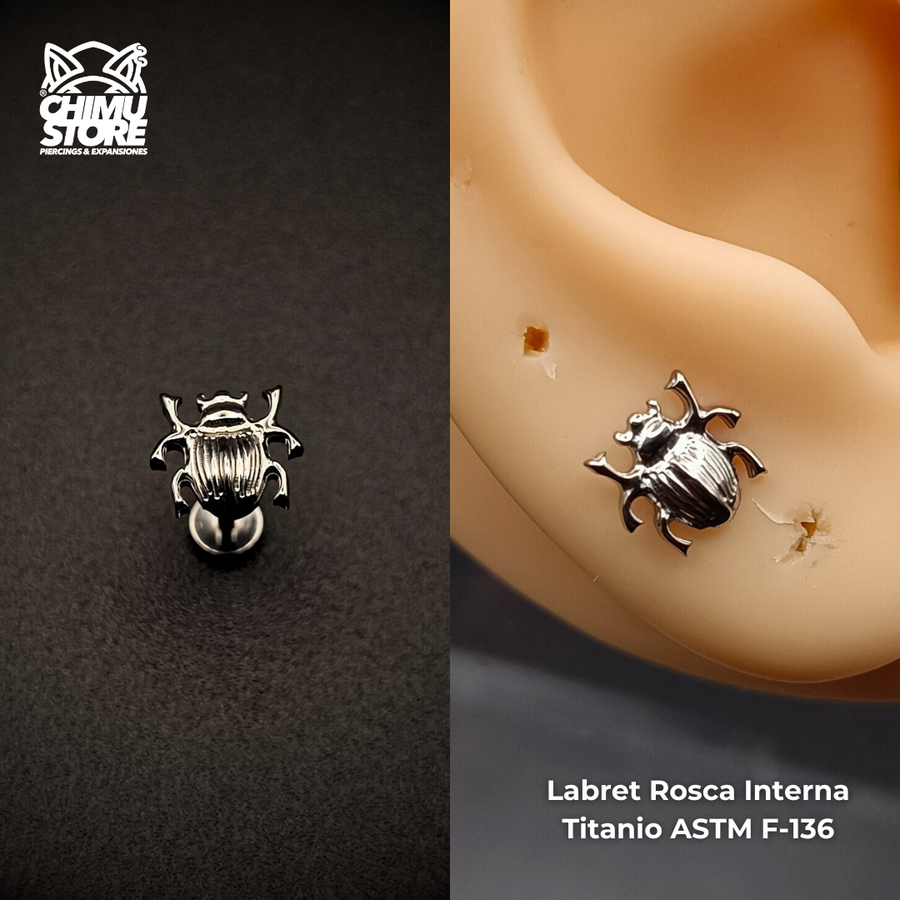 NEW Labret Rosca Interna (HC) Titanio ASTM F-136 - Escarabajo (1,2mm;8mm) (16G)