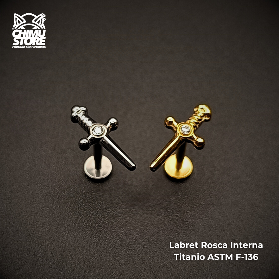 Labret (HC) Titanio ASTM F-136 - Daga con Zirconia (1,2mm;8mm) (16G)