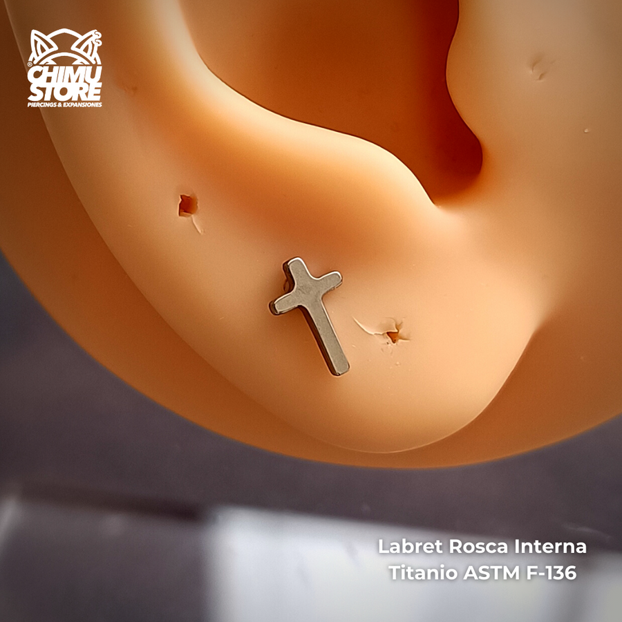 REP Labret Rosca Interna Titanio ASTM F-136 - Cruz (1,2mm;8mm) (16G)