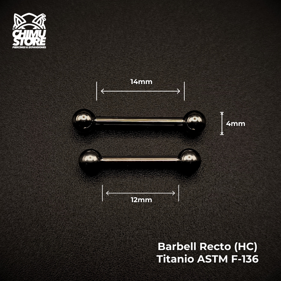 NEW Barbell Recto (HC) Titanio ASTM F-136 - Bolitas de 4mm (1,6mm) (14G)