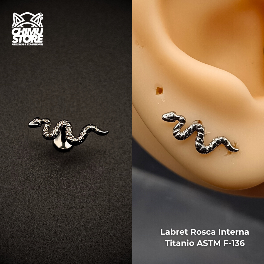 NEW Labret (HC) Titanio ASTM F-136 - Serpiente 001 (1,2mm;8mm) (16G)