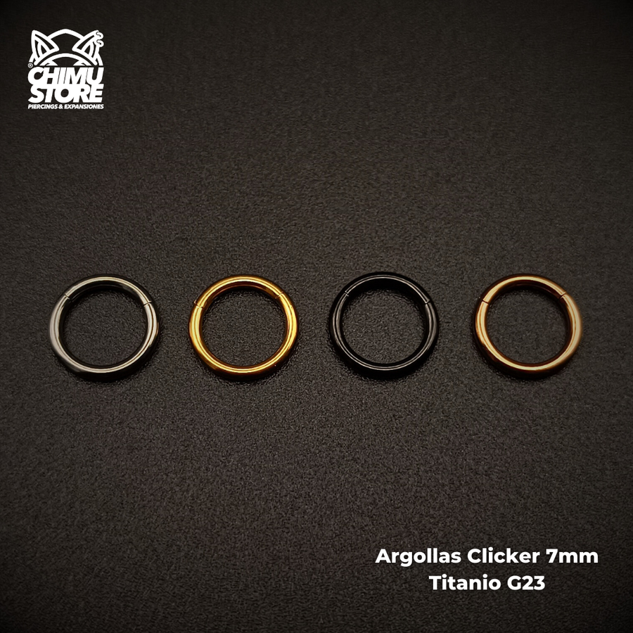 NEW Argollas Clicker Titanio G23 - Tamaño 7mm (1,2mm) (16G)