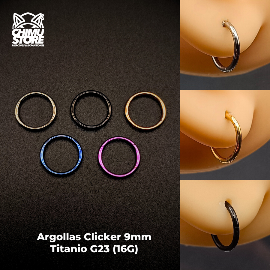 NEW Argollas Clicker Titanio G23 - Tamaño 9mm (1,2mm) (16G)