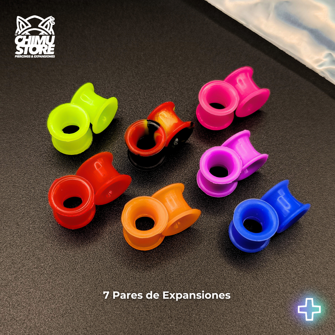 Pack 7 Pares Expansiones de Silicona Blanda - Modelo ZSJ  (7 Colores)