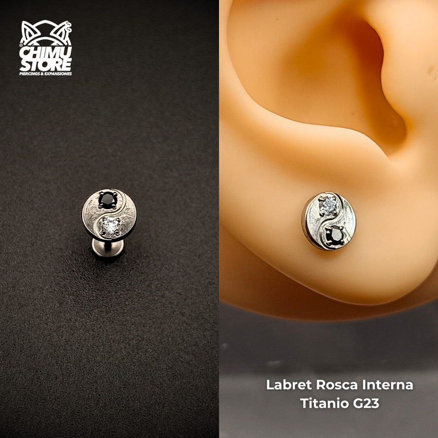 Labret (HC) Titanio G23 - Ying Yang Cristales (1,2mm;8mm) (16G)