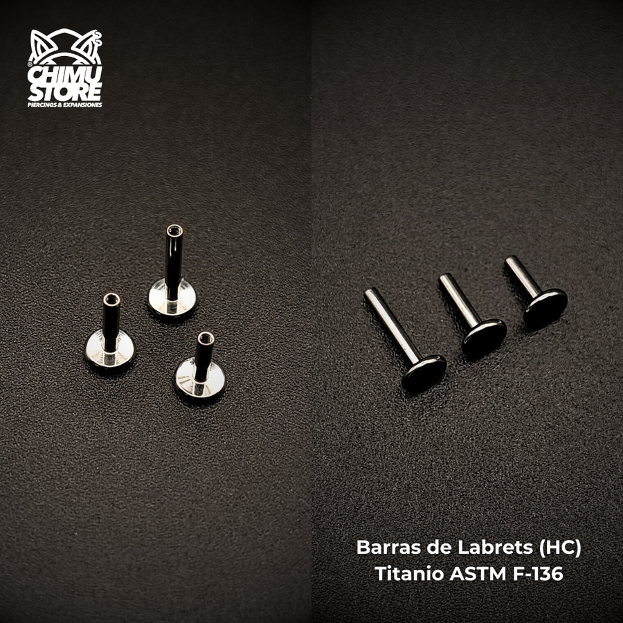 NEW Barra de Labret (HC) Titanio ASTM F-136 - Rosca Interna sin Bolita (1,2mm) (16G)