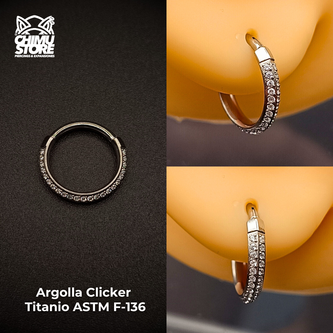 NEW Argolla Clicker Titanio ASTM F-136 - Shine Luxe (1,2mm;10mm) (16G)