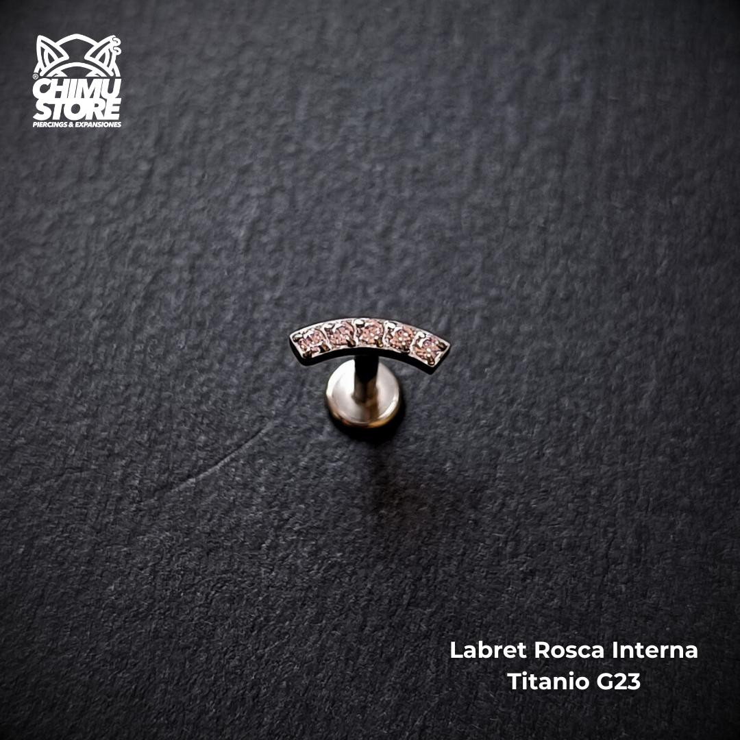 NEW Labret (HC) Titanio G23 - Cluster Recto 5 Cristales (1,2mm;8mm) (16G)