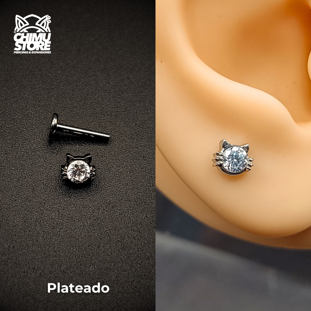 NEW Labret (HC) Titanio G23 - Cabeza de Gato Zirconia 001 (1,2mm;8mm) (16G)