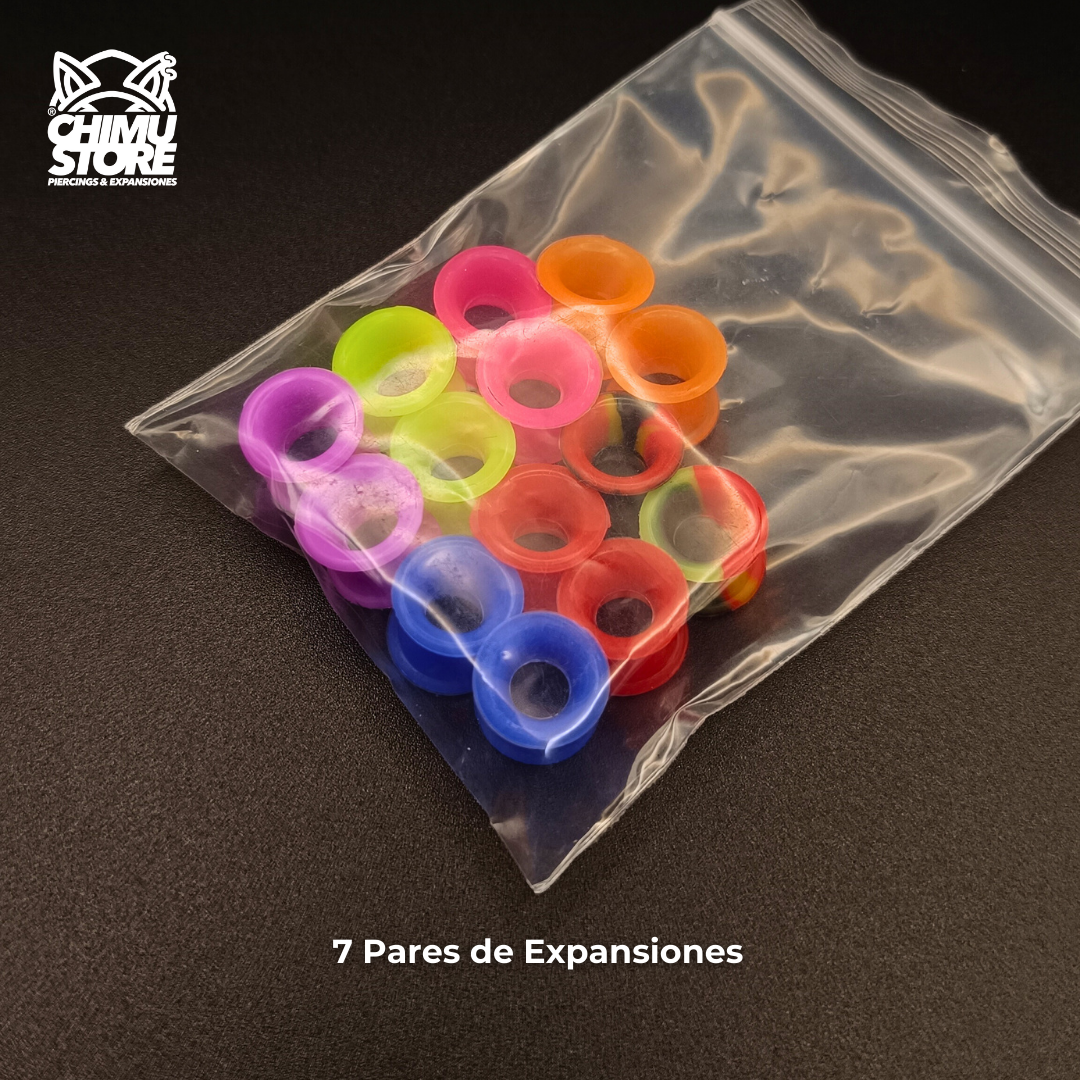 Pack 7 Pares Expansiones de Silicona Blanda - Modelo ZSJ  (7 Colores)