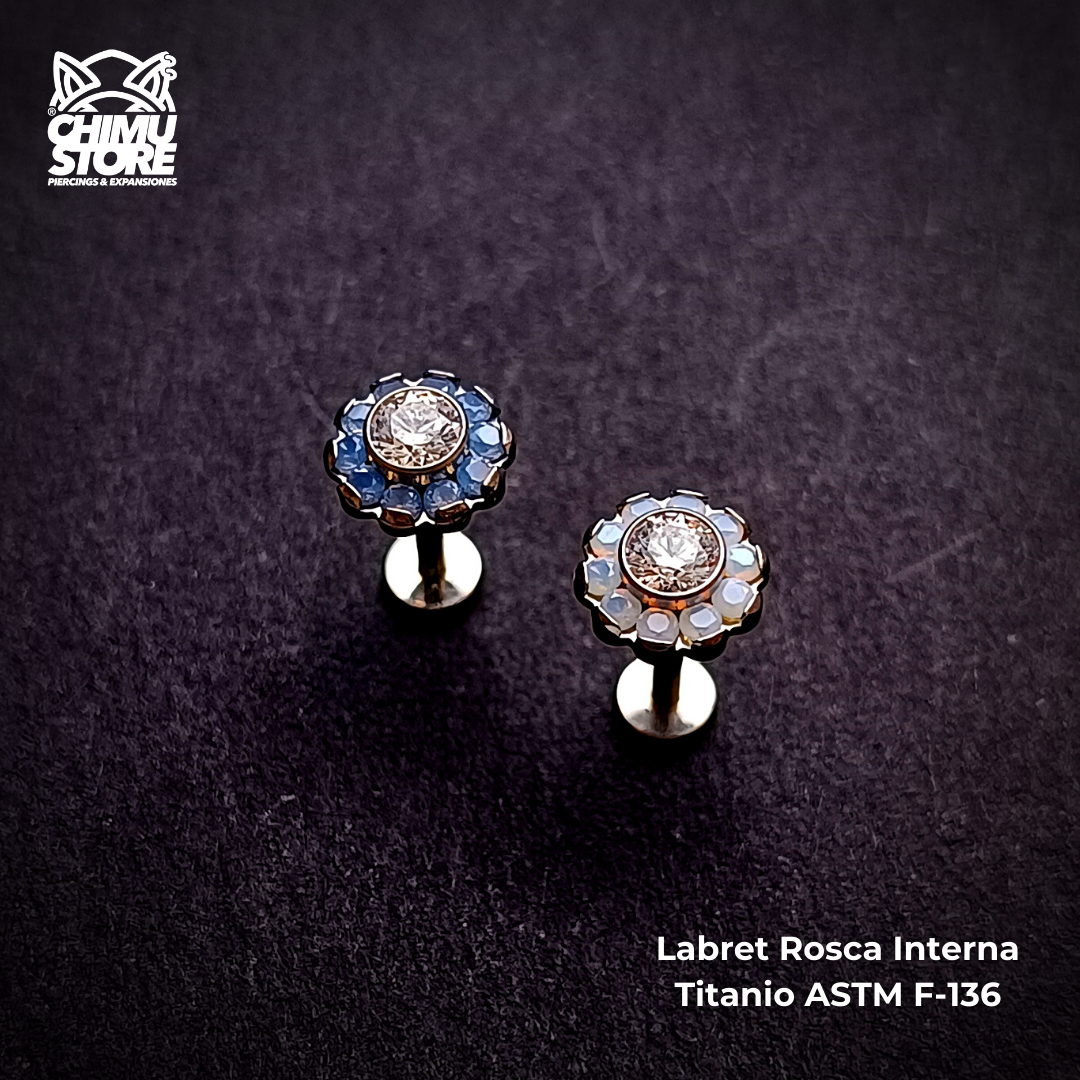 NEW Labret (HC) Titanio ASTM F-136 - Flores 10 Petalos (1,2mm;8mm) (16G)