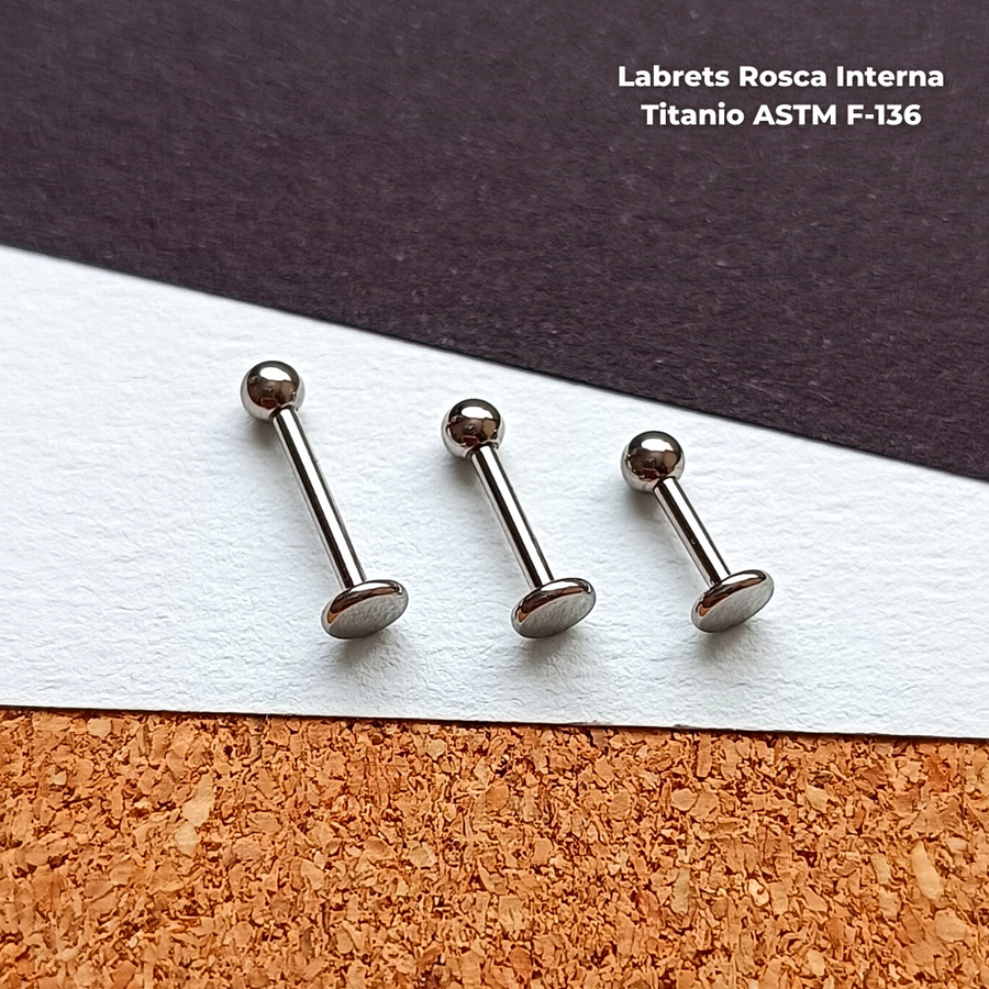 REP Labret Rosca Interna Titanio ASTM F-136 - Bolita 3mm Plateados (1,2mm) (16G)