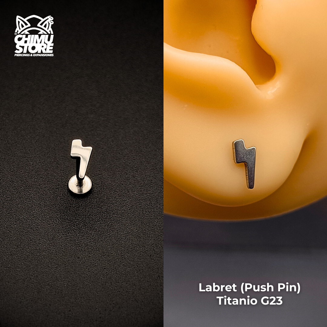 NEW Labret (Push Pin) Titanio G23 - Rayo (1,2mm;8mm) (16G)