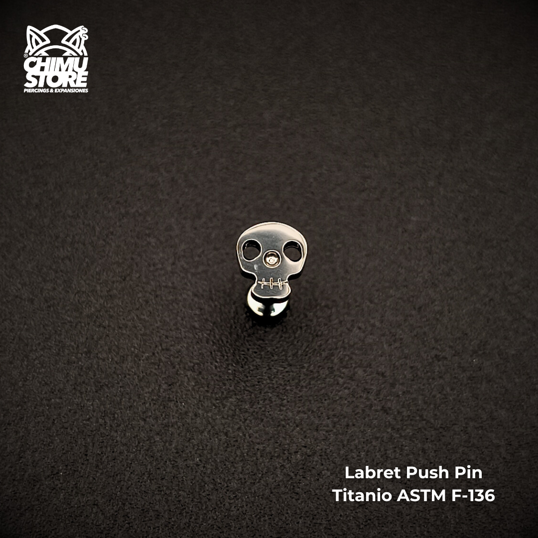 NEW Labret Push Pin Titanio ASTM F-136 - Calavera (1,2mm;6mm) (16G)