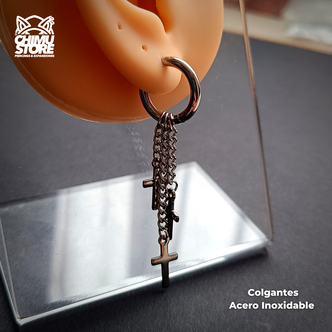 Colgante Acero Inoxidable - Triple Cadena con Cruces (1mm;10mm)