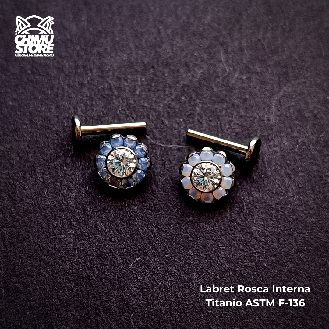 NEW Labret (HC) Titanio ASTM F-136 - Flores 10 Petalos (1,2mm;8mm) (16G)