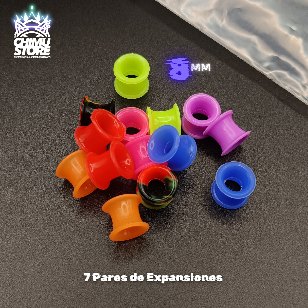 Pack 7 Pares Expansiones de Silicona Blanda - Modelo ZSJ  (7 Colores)