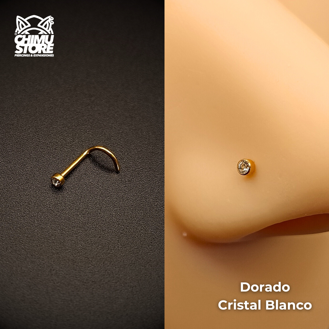 NEW Nostril Screw Colita Titanio G23 - Cristales (0,8mm) (20G)