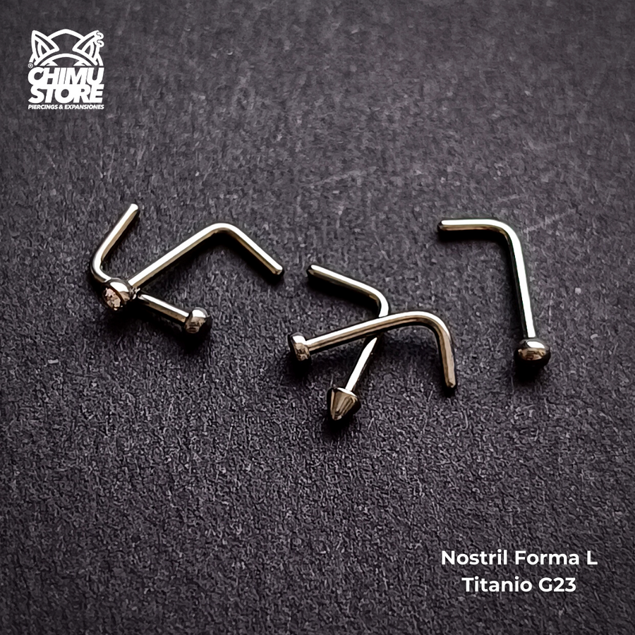 REP Nostril Forma de L Titanio G23 - 5 Diseños (0,8mm;6+4mm) (20G)