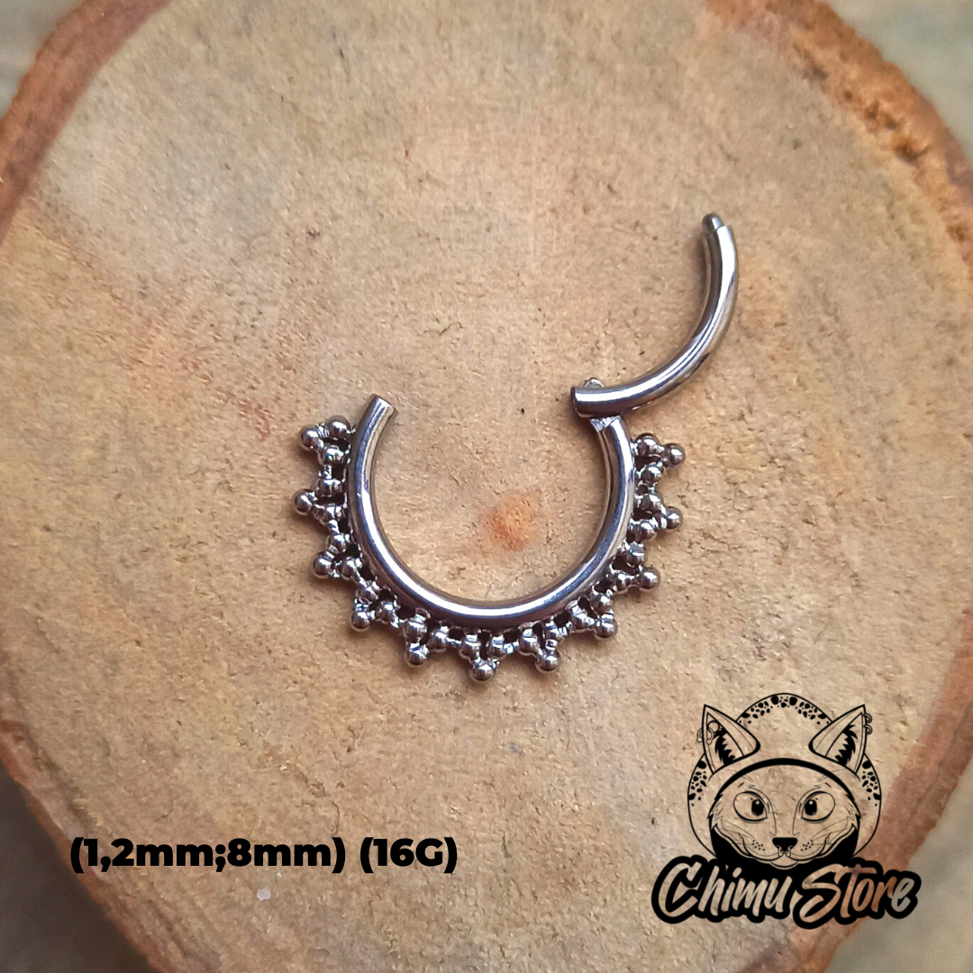 Argolla Clicker Titanio ASTM F-136 - Bordeado de Cuentas (1,2mm) (16G)