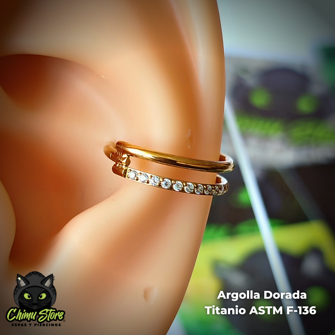 NEW Argolla Clicker Titanio ASTM F-136 - Double Spark Zirconias (1,2mm;12mm) (16G)