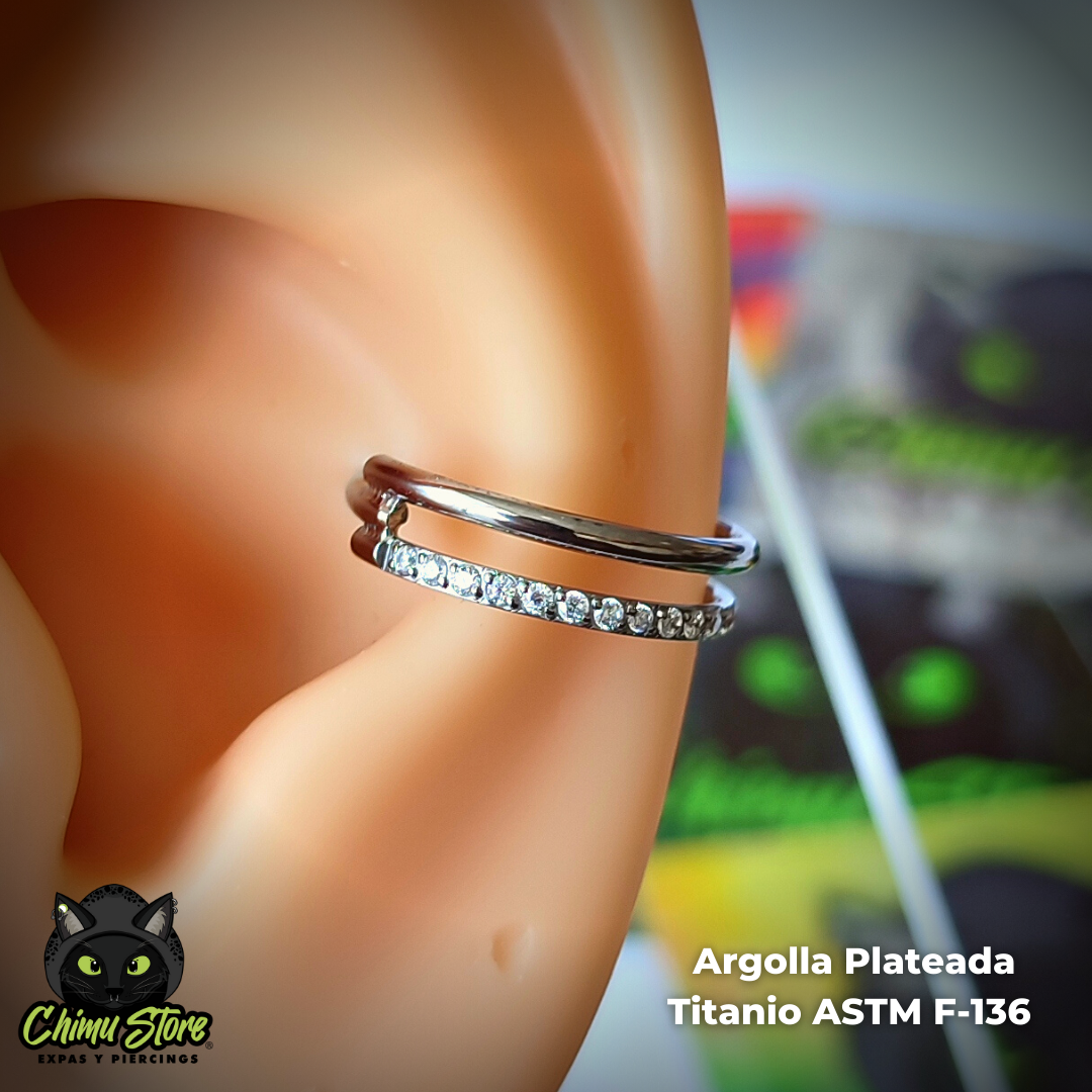 NEW Argolla Clicker Titanio ASTM F-136 - Double Spark Zirconias (1,2mm;12mm) (16G)