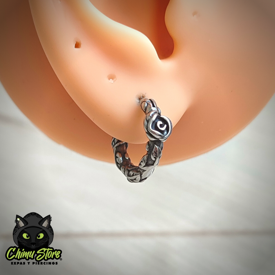 REP Piercing Lobulo  Acero Inoxidable - Rosa con Enredadera (1mm;11mm)