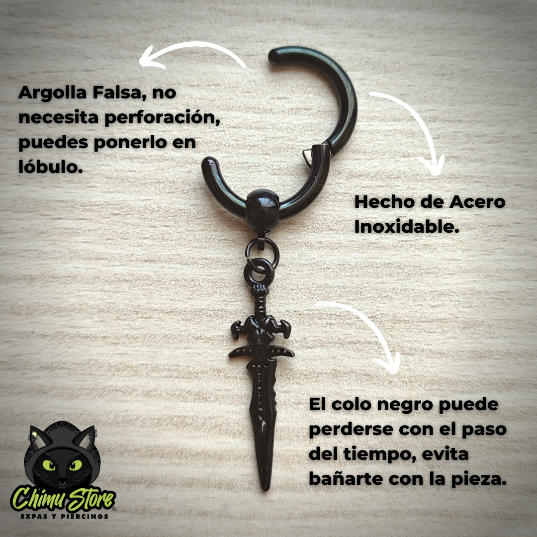 Colgante Sin Perforación Acero Inoxidable - Espada Rey Exanime Frostmourne (12mm)