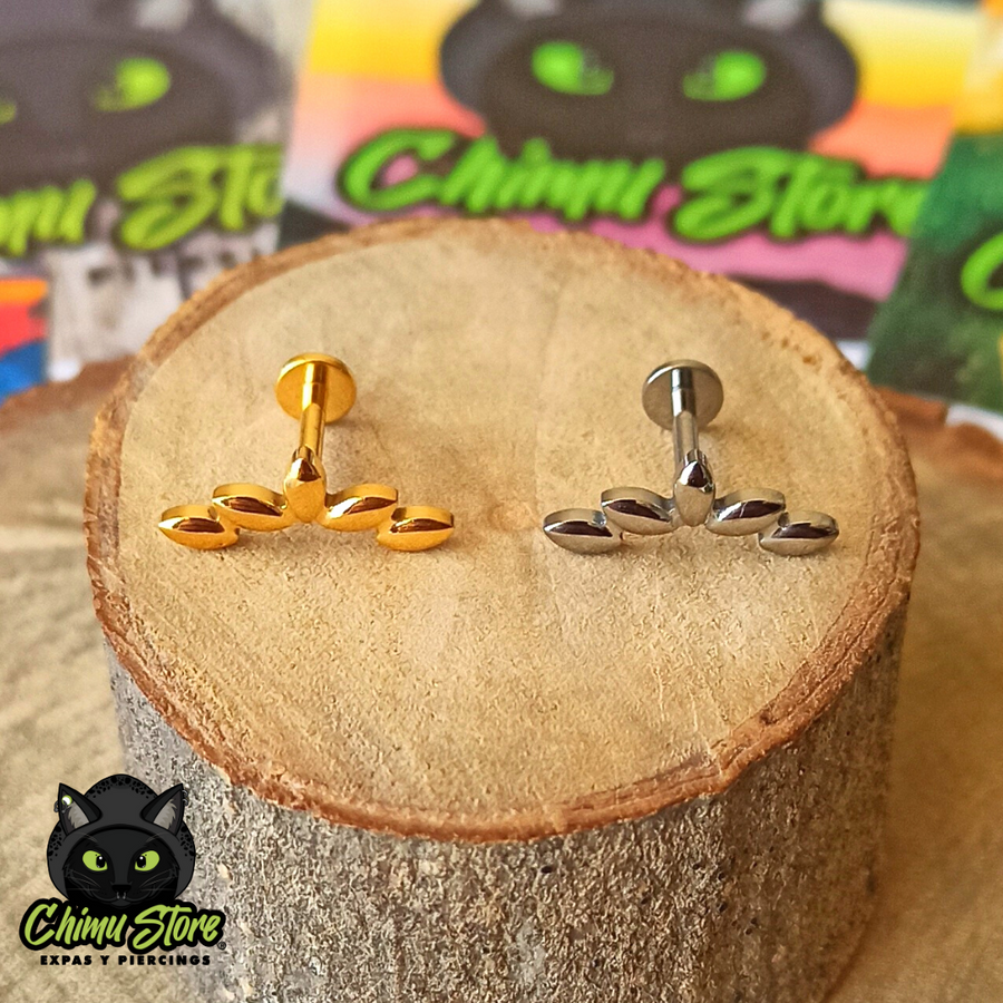 NEW Labret Titanio ASTM F-136 - 5 Hojitas (1,2mm;8mm) (16G)