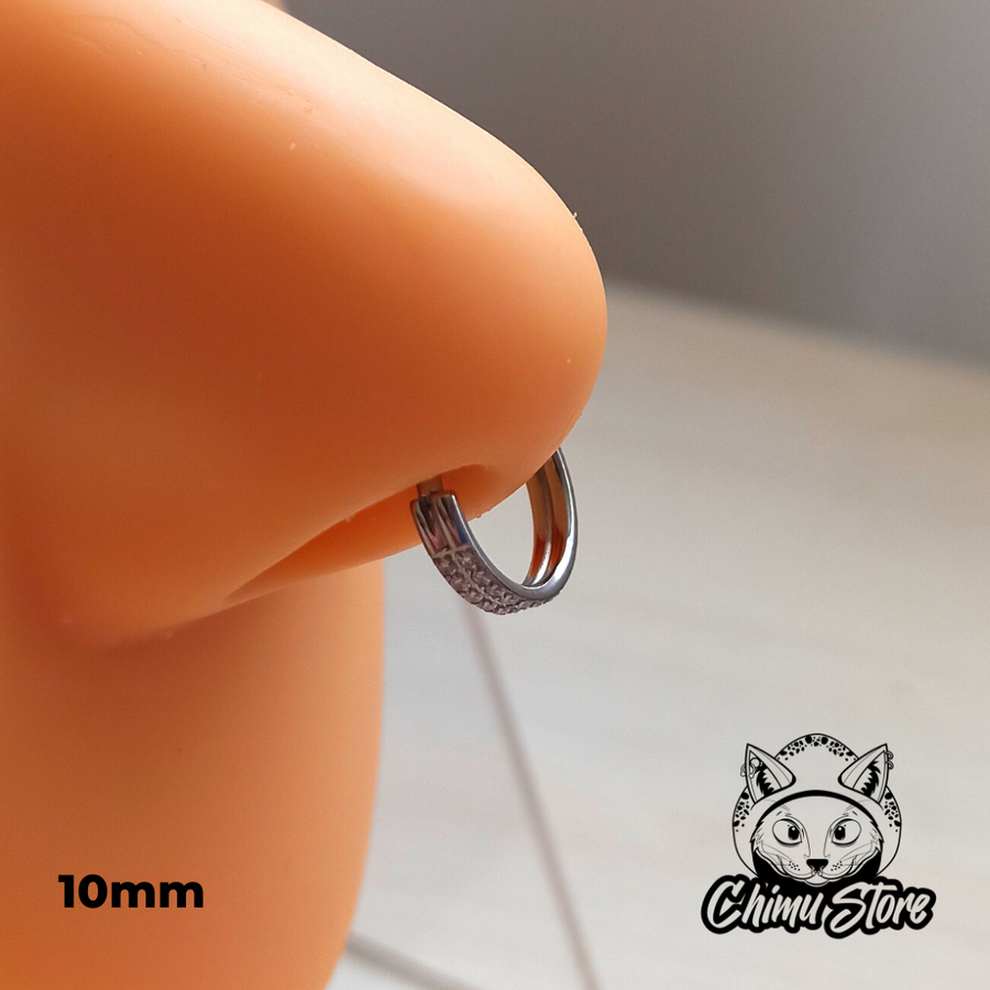 Argolla Clicker Titanio ASTM F-136 - Doble Capa Zirconias Laterales (1,2mm) (16G)