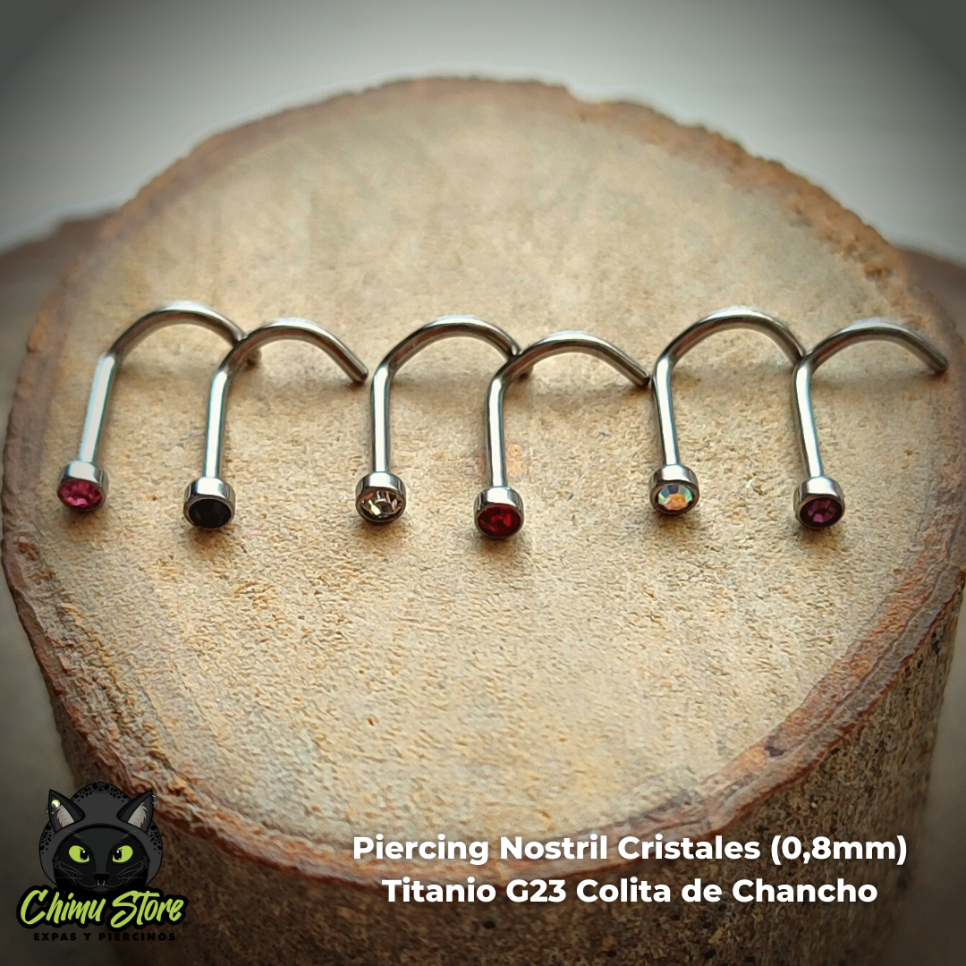 NEW Nostril Screw Colita Titanio G23 - Cristales (0,8mm) (20G)