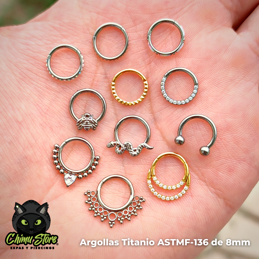 Argollas de 8mm Titanio ASTM F-136