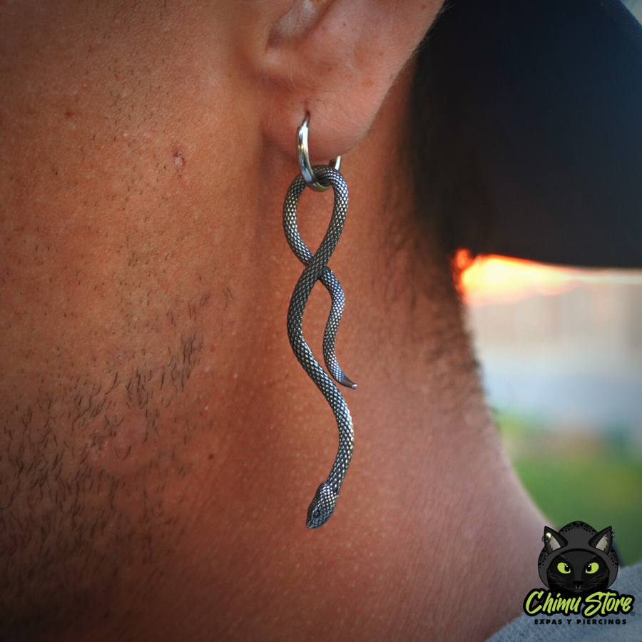 NEW Colgante Lobulo Acero Inoxidable - Serpiente Larga 58mm (1mm;10,5mm) (18G)
