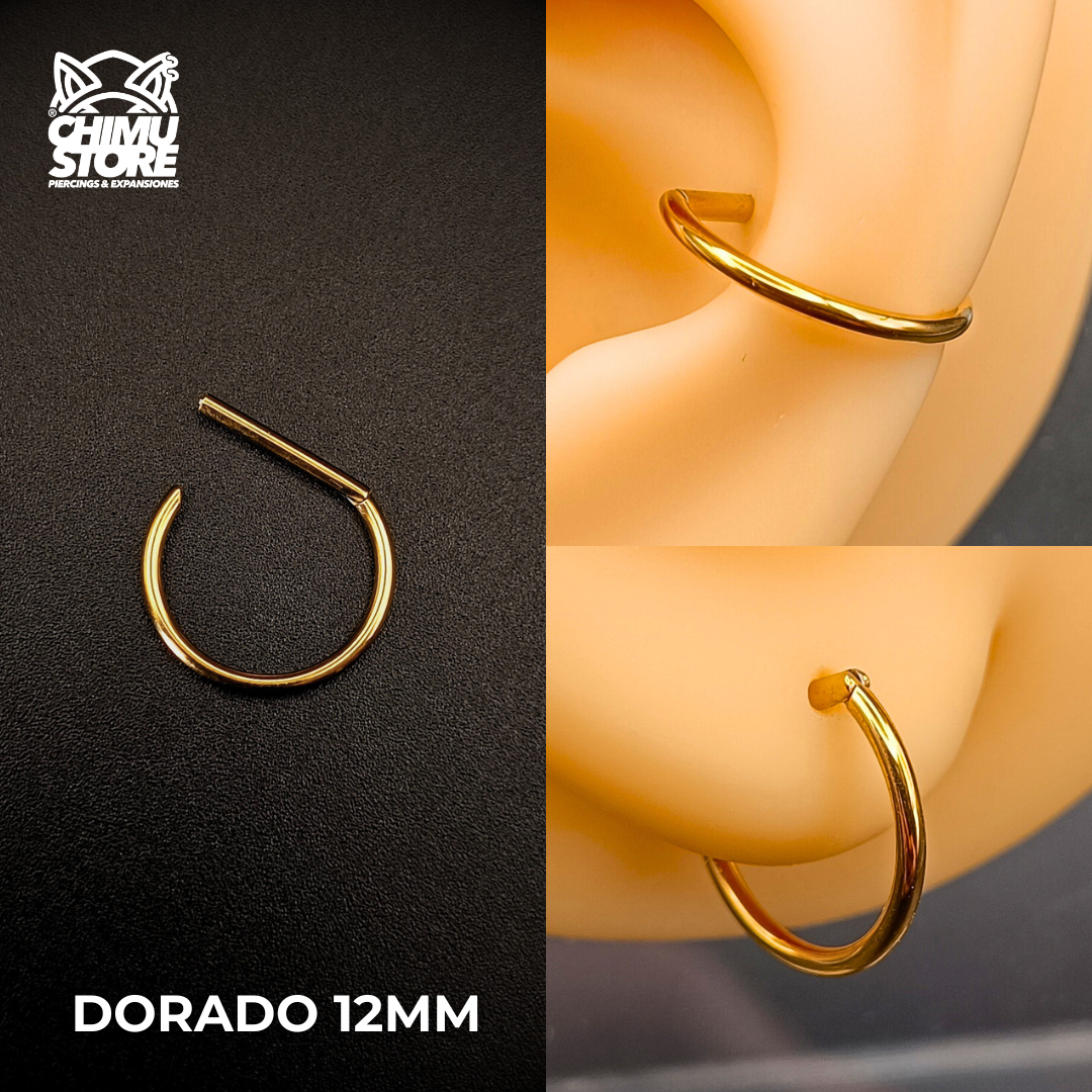 Argolla Clicker Titanio G23 - Forma D Lisas (1,2mm) (16G)