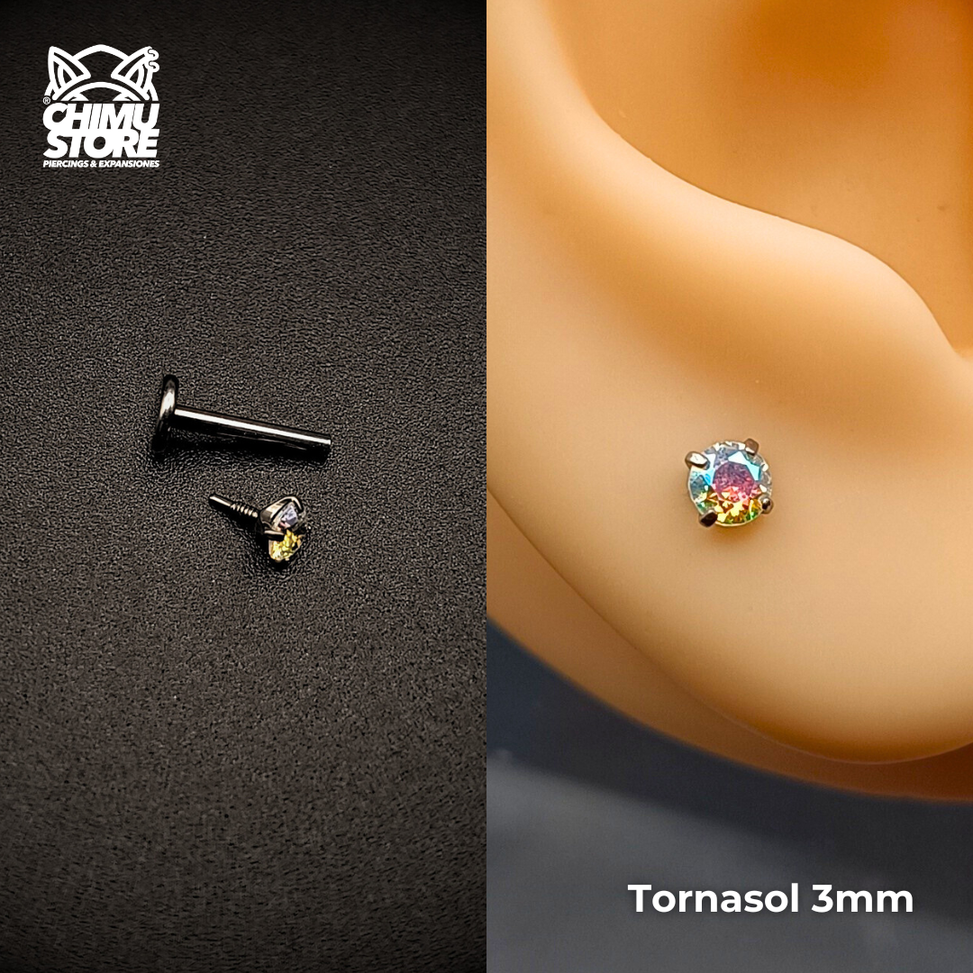 NEW Labret (HL) Titanio G23 - Prong Set Zirconia M001 (1,2mm) (16G)