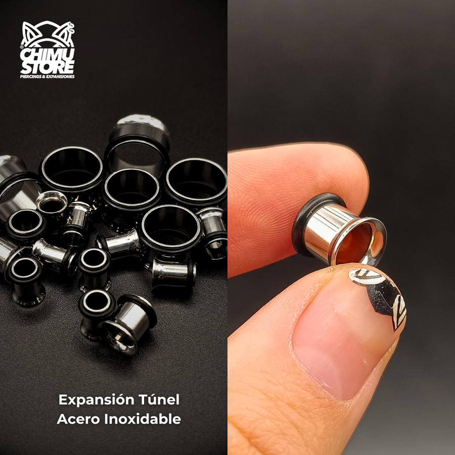 NEW Expansión Acero Inoxidable con Gomita - Tunel Plateado (1,6mm a 10mm)