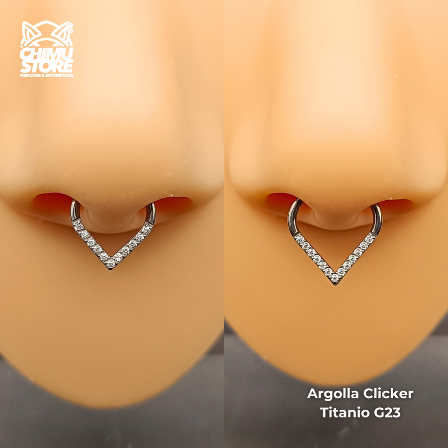 NEW Argolla Clicker Titanio G23 - En Punta Zirconias Frontales (1,2mm) (16G)