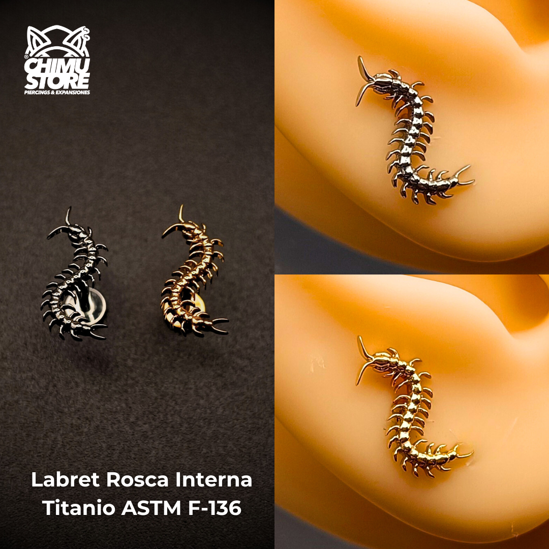 Labret (HC) Titanio ASTM F-136 - Ciempies (1,2mm;8mm) (16G)